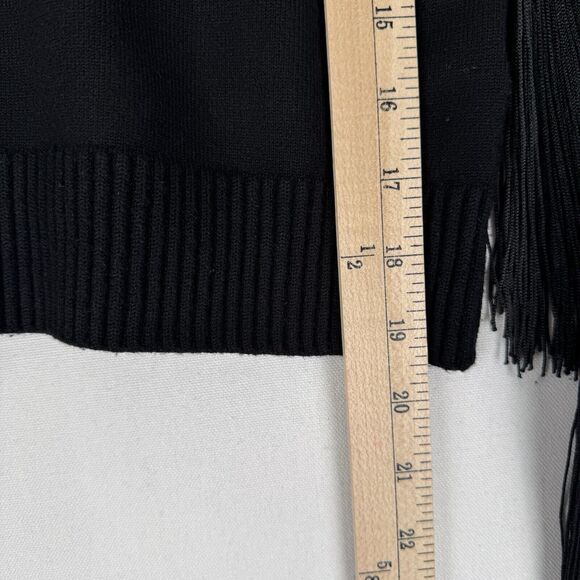 Zara Sweater Womens Small Black Chain Fringe Boho Western Soft Stretch Hoodie - Picture 10 of 10